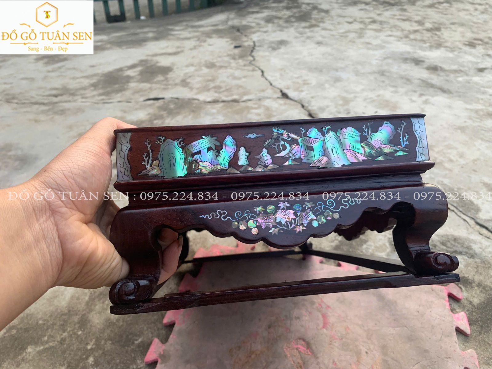 Hình ảnh khay trà khảm ốc gỗ cẩm cao cấp 